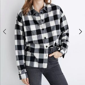 Madewell shirt-jacket in buffalo check black white